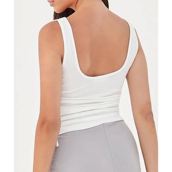 NWT 4th & Reckless White Ruched Tie Tank Top XS | Scoop Neck Stretch - Picture 3 of 7